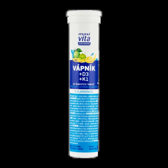 Maxi Vita Šumivé tablety Vápník + D3 + K1, doplněk stravy 20 ks