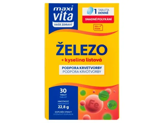 Maxi Vita Vaše Zdraví Železo + kyselina listová 30 tablet 22,8 g