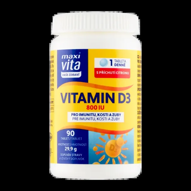 Maxi Vita Vitamin D3 s příchutí citronu, doplněk stravy 90 ks