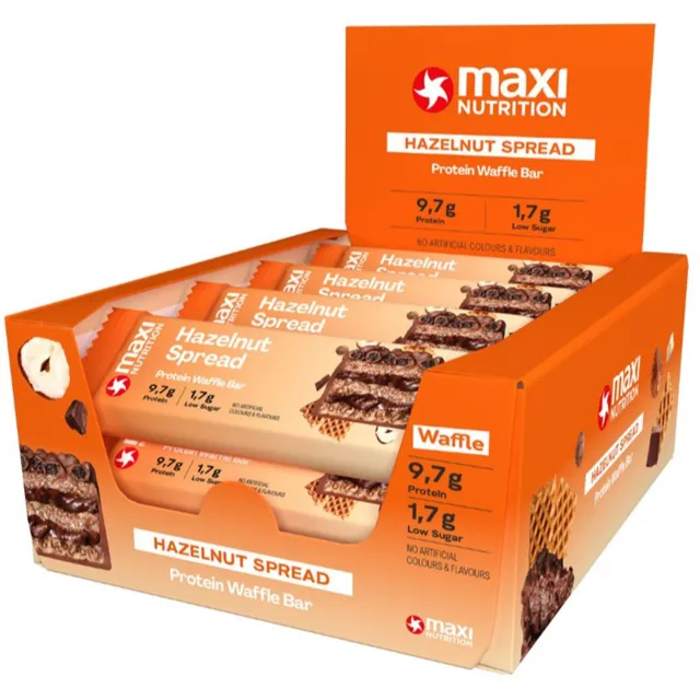 MaxiNutrition Waffle Protein Bar proteinová tyčinka příchuť Hazelnut 12x39 g