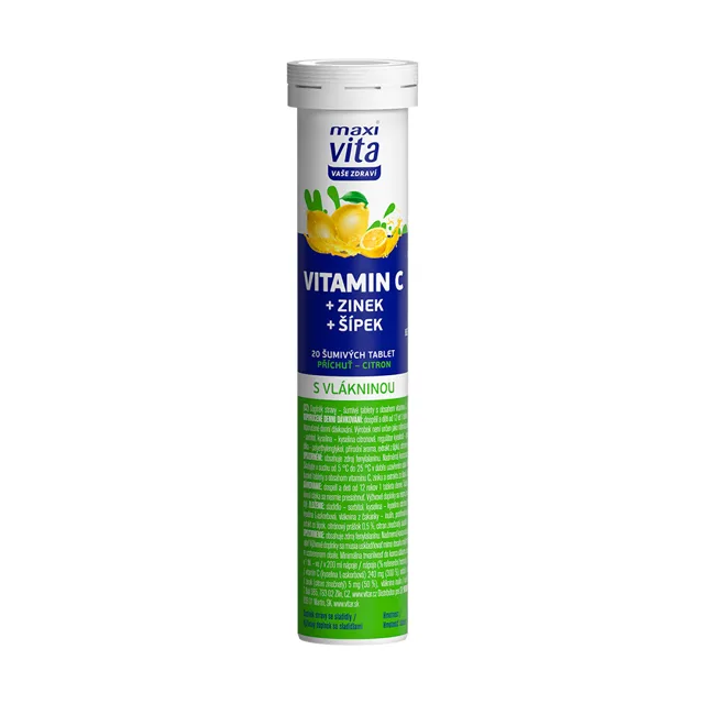 Maxivita Vitamin C + zinek + šípek 20 šumivých tablet