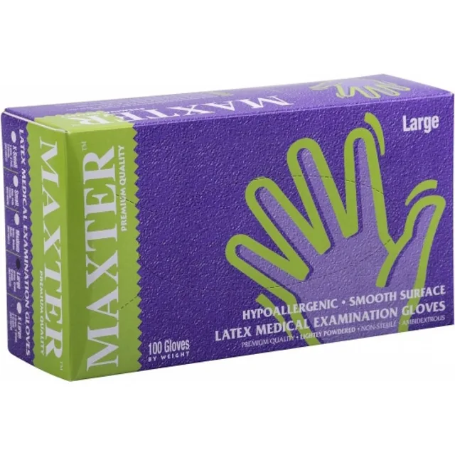 MAXTER Rukavice latexové pudrované velikost L 100 kusů