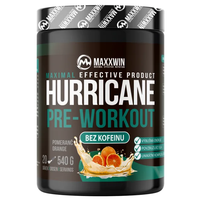MAXXWIN Hurricane pre-workou bez kofeinu pomeranč 540 g