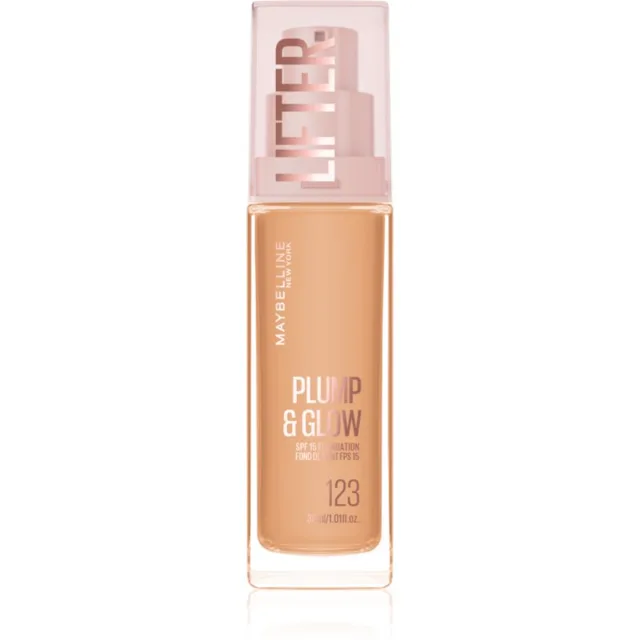 MAYBELLINE NEW YORK Lifter Plump & Glow rozjasňující make-up pro přirozený vzhled odstín 123 30 ml