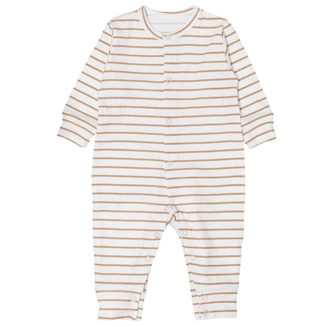 MBaby Kojenecký overálek, pyžámko bez šlapek, bavlna Proužek, béžový, vel. 62