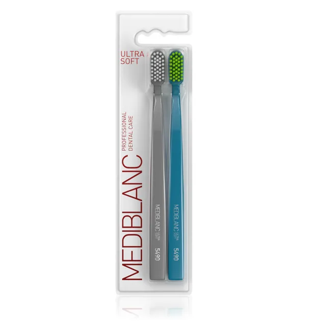 MEDIBLANC Zubní kartáček Ultra Soft 2 ks šedá + modrá