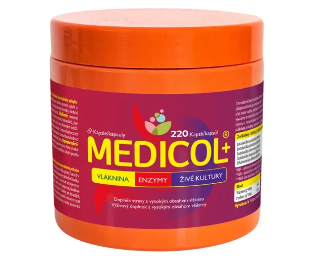 Medicol+ vláknina/enzymy/živé kultury 220 kapslí