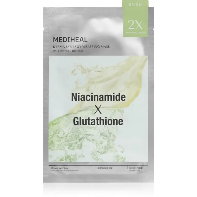 MEDIHEAL Derma Synergy Blemish Care Wrapping Mask rozjasňující plátýnková maska pro sjednocení barevného tónu pleti 25 ml