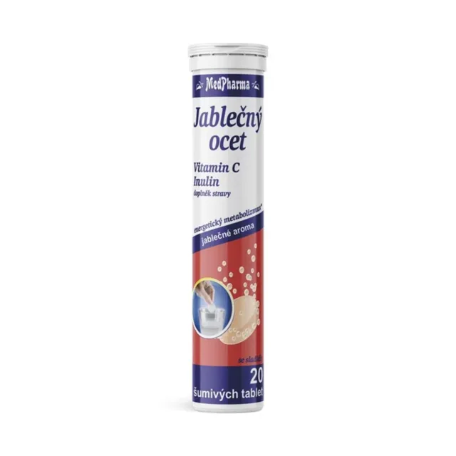 MedPharma Jablečný ocet + vitamin C + Inulin 20 šumivých tablet