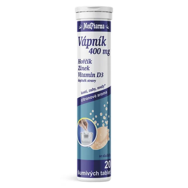 MedPharma Vápník 400 mg + Hořčík + Zinek + vitamin D3 20 šumivých tablet
