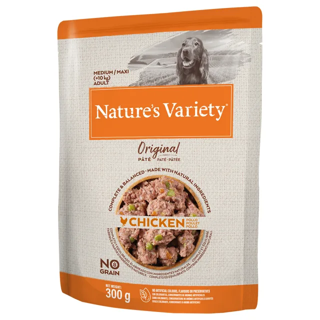 Megabalení Nature's Variety Original Paté No Grain Medium/Maxi Adult 16x300 g - mix (hovězí, kuřecí, krůtí)