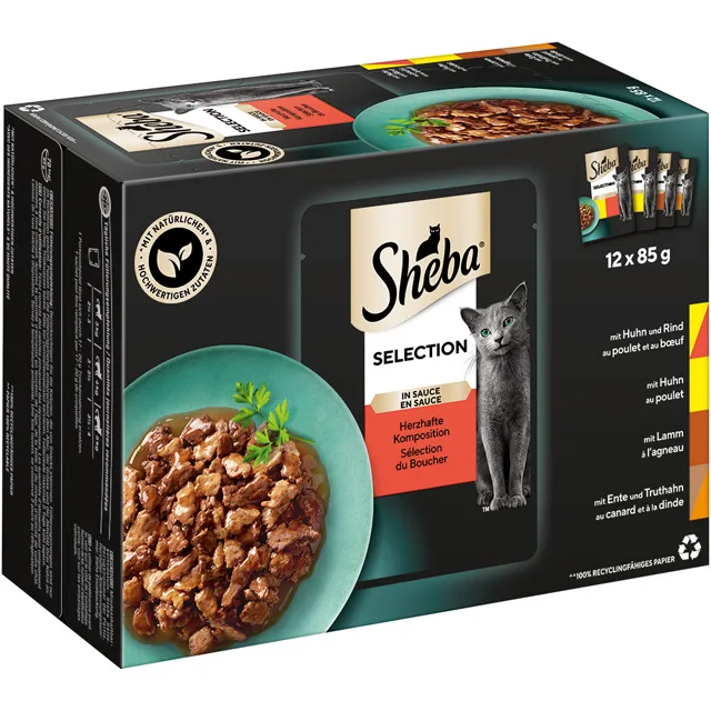 Megapack Sheba variace 48 kapsiček (48 x 85 g) - Selection v omáčce Feine Vielfalt