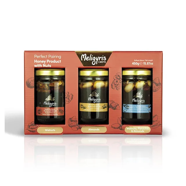 MELIGYRIS Dárkový box krétského medu s ořechy 450 g