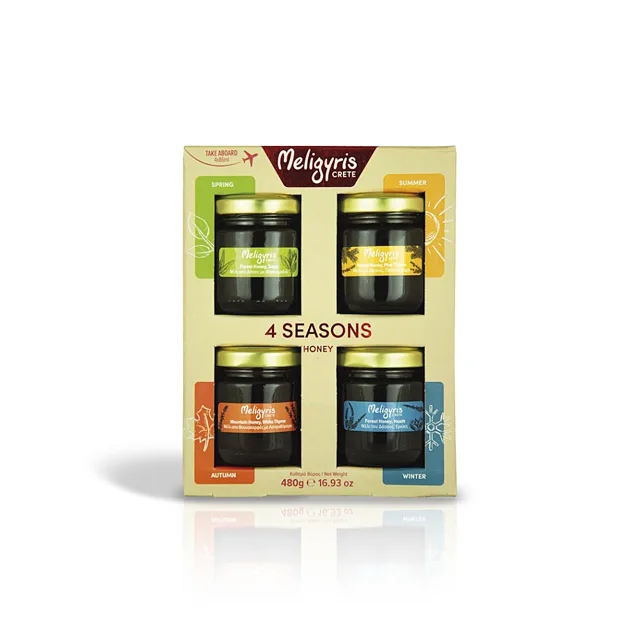 MELIGYRIS Dárkový box krétských medů čtvero ročních období 480 g