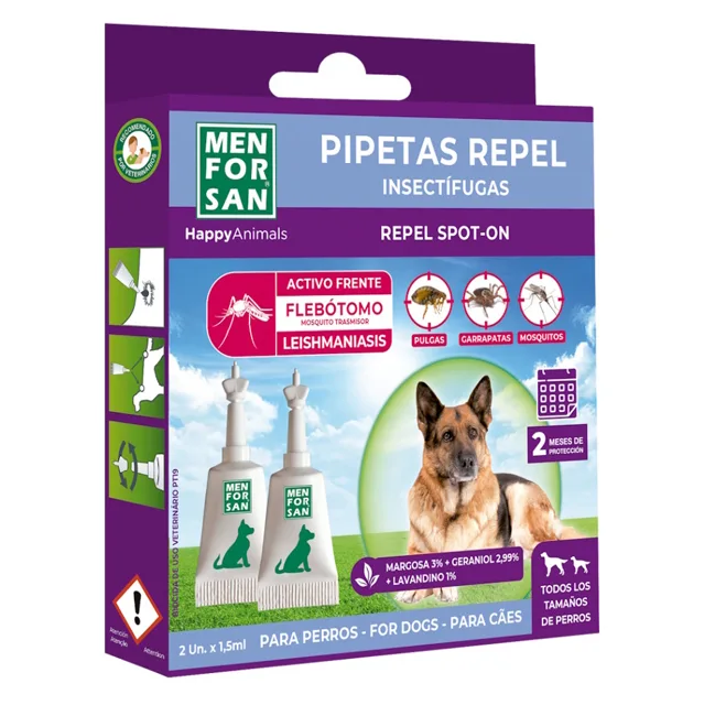 MENFORSAN Antiparazitní pipety proti blechám a klíšťatům pro psy 2x1,5 ml