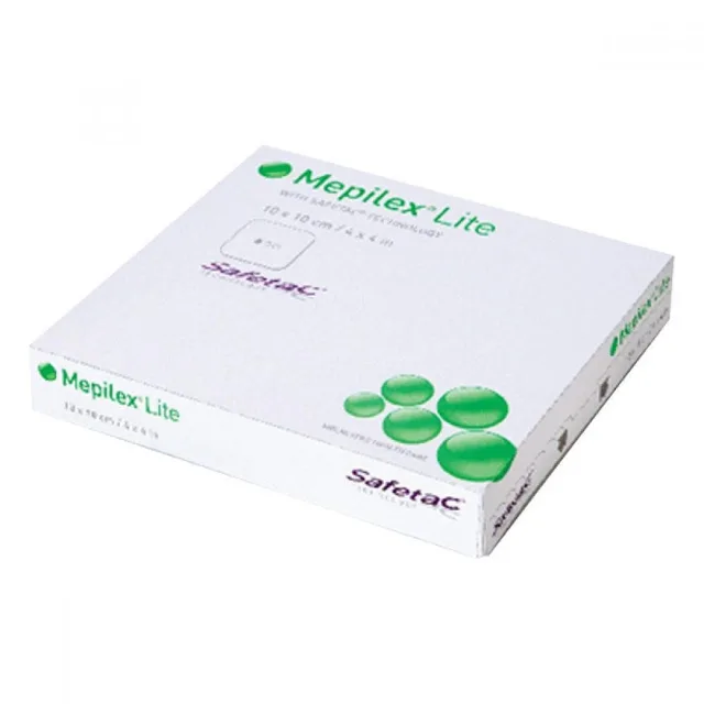 Mepilex Lite 10x10 cm, 5 ks, tenké absorpční pěnové krytí se si