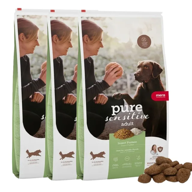 MERA Dog Pure Sensitive Adult Insect Protein 3x4 kg hmyzí bílkoviny, suché krmivo pro citlivé psy