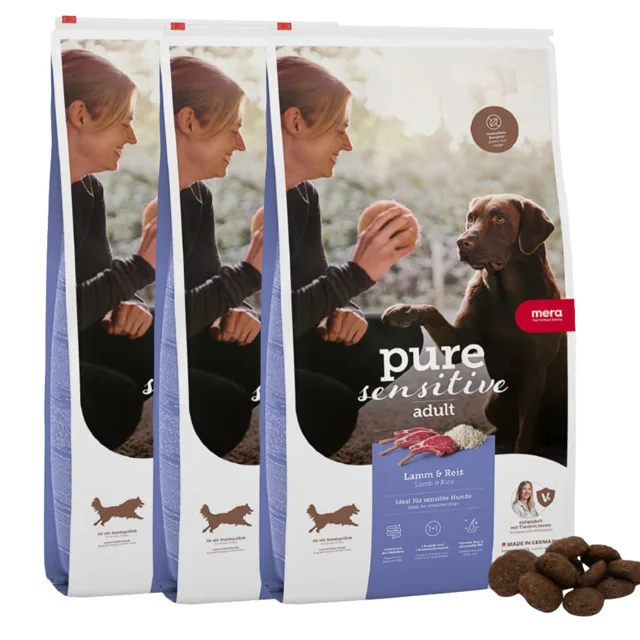 MERA Dog Pure Sensitive Adult Lamb Rice 3x4 kg jehněčí s rýží, suché krmivo pro citlivé psy