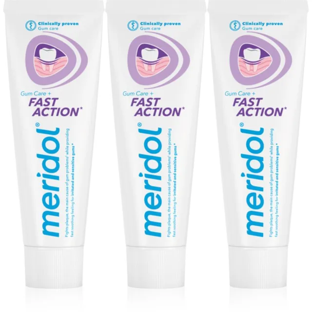 Meridol Fast Action zubní pasta pro ochranu dásní pro citlivé zuby 3x75 ml