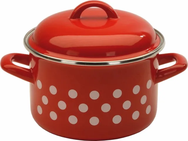 METALAC Hrnec s poklicí červený, puntík 24cm 6,75lt