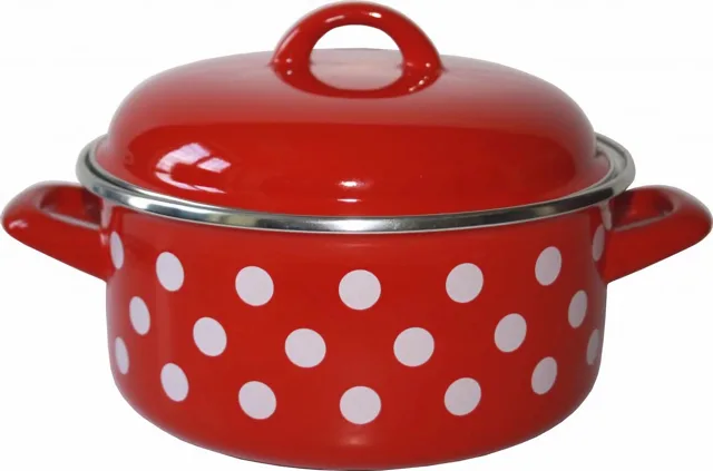 METALAC Kastrol s poklicí červený, puntík 24cm 4,75lt
