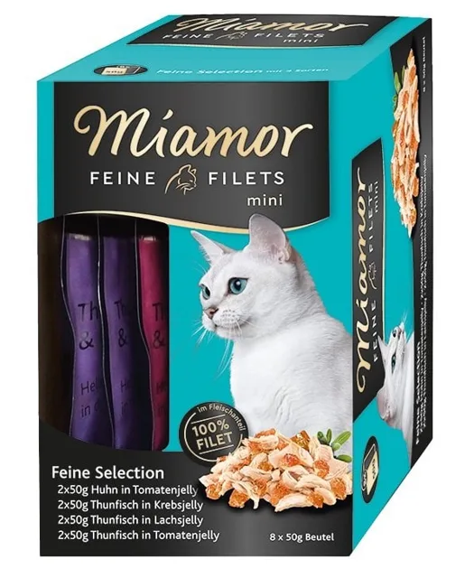 MIAMOR Feine Filets Mini Multibox  v želé 8 x 50 g kuřecí maso a tuňák s rajčaty