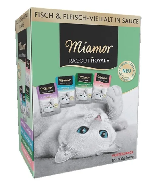 MIAMOR RAGOUT ROYALE Multibox 12x100g drůbeží příchutě v omáčce Sáčky s kuřecím, kachním, drůbežím a krůtím masem