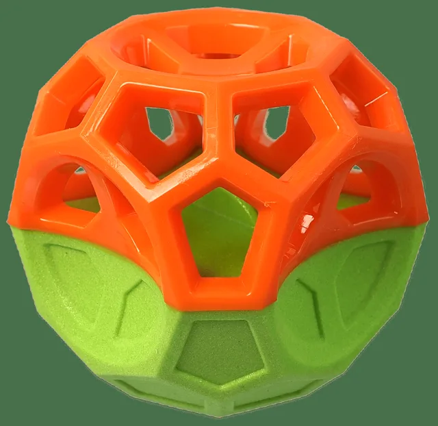 Míček Dog Fantasy s geometrickými obrazci oranžovo-zelený 8,5cm