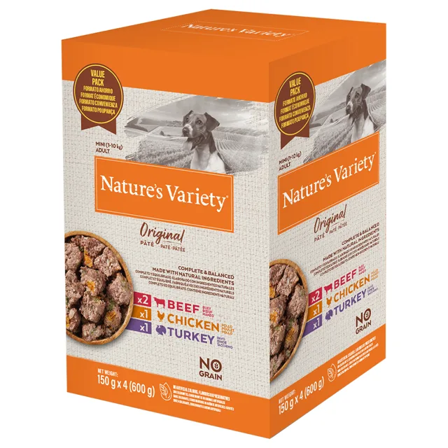 Míchané balení Nature's Variety Original Paté No Grain Mini 4 x 150 g - hovězí, kuřecí, krůtí