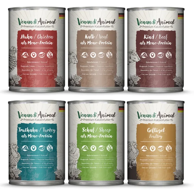 Míchané balení Venandi Animal 6 x 400 g - mix (6 druhů)