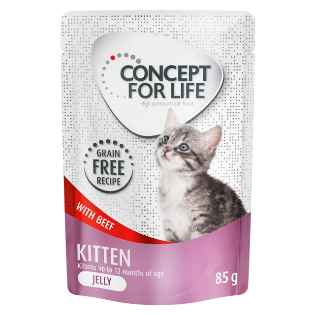Míchané výhodné balení Concept for Life v želé a omáčce bez obilovin 24 x 85 g - Sensitive Cats jehněčí v omáčce a želé