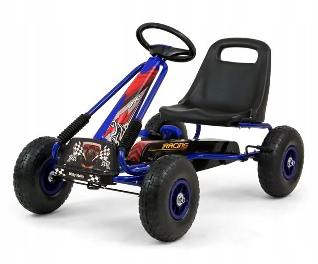 Milly Mally Dětská šlapací motokára THOR – nafukovací kola, brzda, 3–8 let, černá, modrá