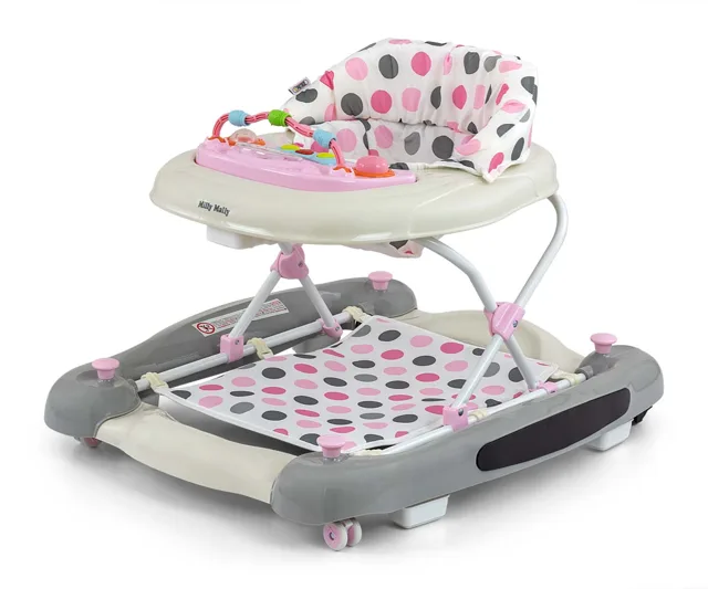 Milly Mally Dětské chodítko Patrol Plus 2v1 se světly a zvuky – Dots pink,grey