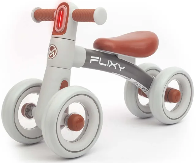 Milly Mally Dětské odrážedlo FLIXY s LED světlem a EVA koly (12–36 měsíců), šedé