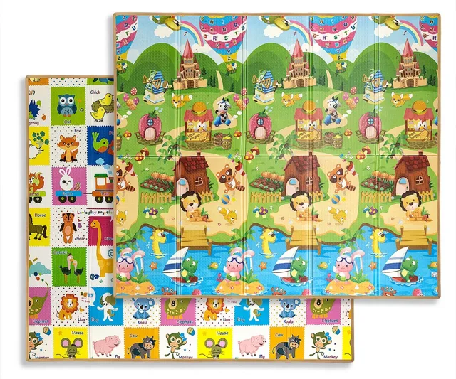 Milly Mally Oboustranná skládací pěnová podložka pro děti 197 × 177 cm - barevná zvířátka