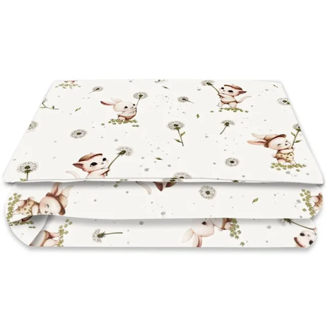 Miminu Povlečení do postýlky, bavlna, 2D sada, Kocourek a pampeliška - bílá, 135x100