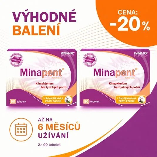 Minapent 2x90 tablet, výhodné balení – (peri)menopauza bez fyzických potíží 2 x 90