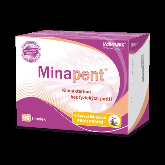 Minapent klimakterium, proti pocení, šalvěj lékařská, menopauza 90 tobolek
