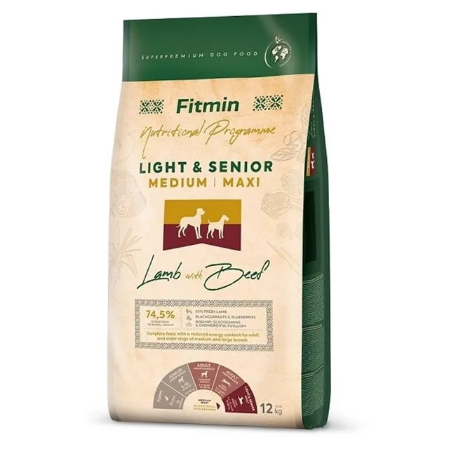 Minimální trvanlivost do 19.6. 2026: Fitmin Dog Medium/Maxi Light Senior Lamb With Beef 12 kg | P59724