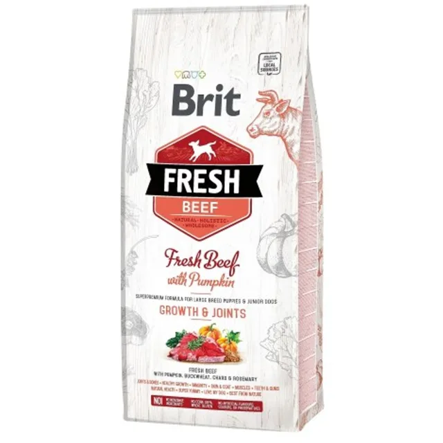 Minimální trvanlivost do 8.7. 2026: Brit Fresh Beef & Pumpkin Puppy Large Bones & Joints 12 kg | P59710