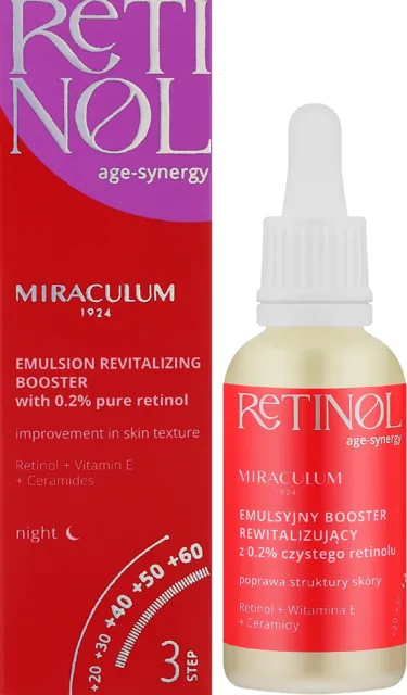 Miraculum Age-synergy Retinol 0,2 % sérum proti stárnutí a kožním nedokonalostem s retinolem – 30 ml Datum spotřeby: 10/26