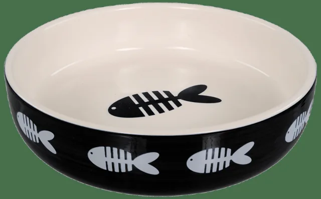Miska Magic Cat keramická potisk ryba černá 0,26l