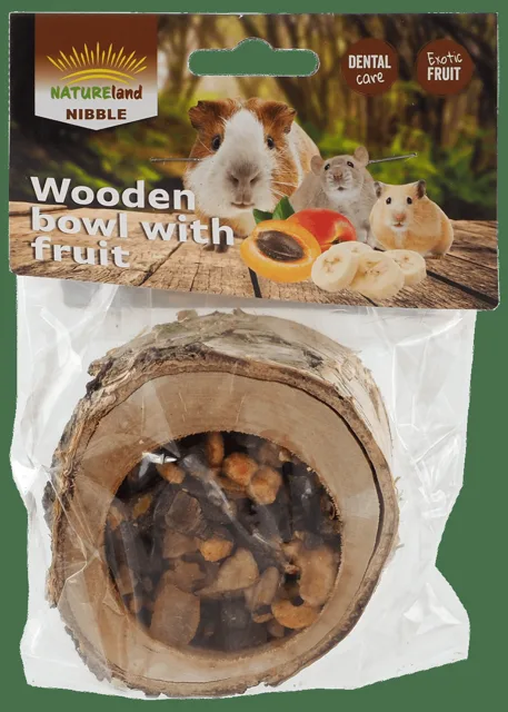 Miska Nature Land Nibble plněná ovocem dřevěná 120g