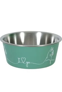 Miska nerez kočka Love Cat 400ml zelená Zolux