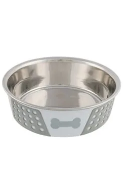 Miska nerez se silikonovým pláštěm bílošedá 1,4l 21cm Trixie