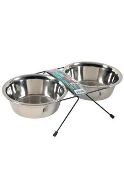 Miska nerez stojan 2 misky pes steel 1,3l Zolux