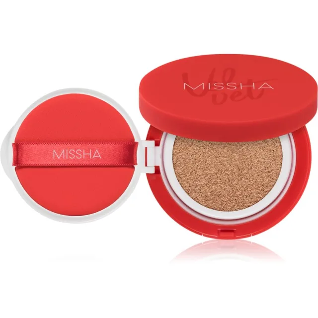 Missha Velvet Finish Cushion dlouhotrvající make-up v houbičce SPF 50+ odstín #23 Neutral Medium Beige 15 g