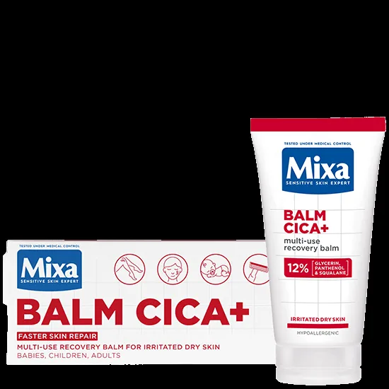 Mixa Balm Cica+, víceúčelový regenerační balzám s 12% glycerinem, panthenolem a skvalenem, 50 ml