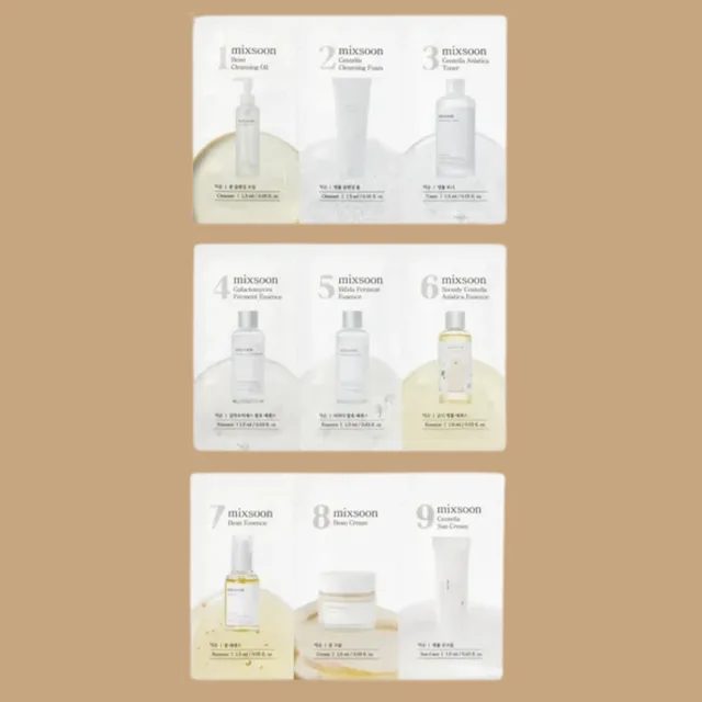 MIXSOON - 9-Step Skincare Sachet Bundle Set - Devíti kroková  rutina - testovací sada - 9 ks