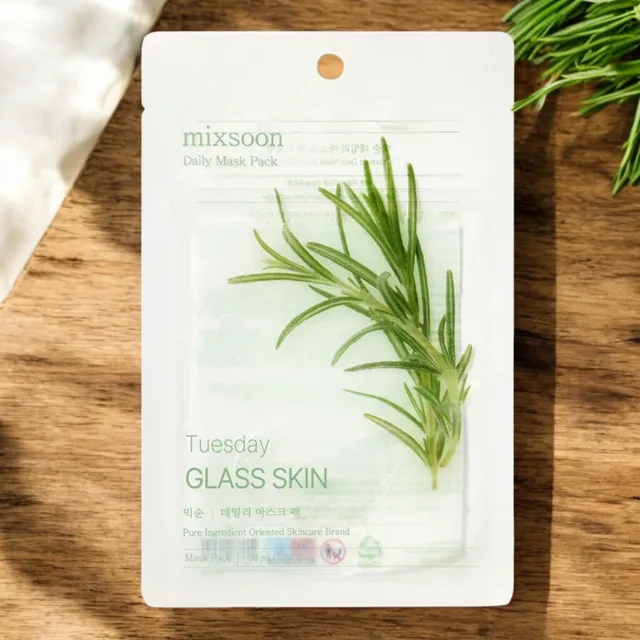 MIXSOON - Daily Mask Pack Tuesday Glass Skin - Plátýnková maska s touluní s rozmarýnem pro zdravý jas a zklidnění - 20 ml